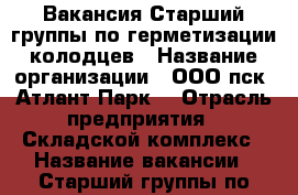 Вакансия Старший группы по герметизации колодцев › Название организации ­ ООО пск “Атлант-Парк“ › Отрасль предприятия ­ Складской комплекс › Название вакансии ­ Старший группы по герметизации колодцев › Место работы ­ р.п. Обухово, Ногинский р-он › Минимальный оклад ­ 30 000 › Максимальный оклад ­ 60 000 - Московская обл. Работа » Вакансии   